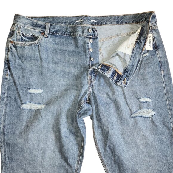 Old Navy Jeans Womens Plus Size 22 High Rise Slouchy Taper Blue Denim‎ New NWT - Picture 2 of 7